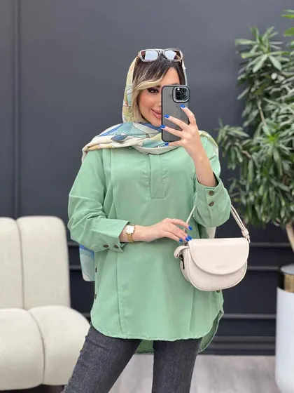 مانتو بغل سه دکمه آستین پیله