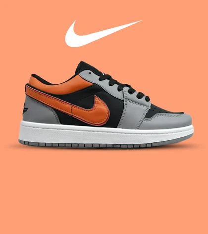 کفش کتانی مردانه طوسی مشکی نارنجی5479NIKE jordan 1