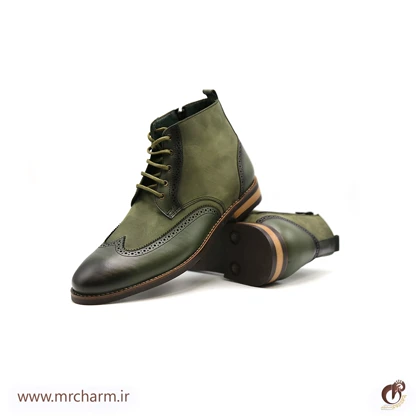 بوت مردانه کلاسیک چرم سبز mrc30086