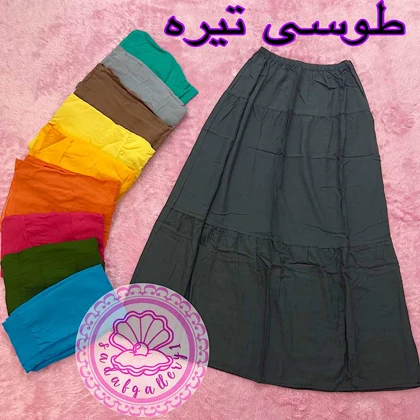 دامن نخی طبقه‌ای بلند در رنگبندی متنوع