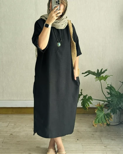 پیراهن مانتویی دلسا مشکی