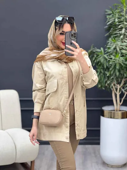 مانتو کتان جیب پیله نیکا