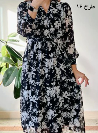 پیراهن حریر سرمه سری 16