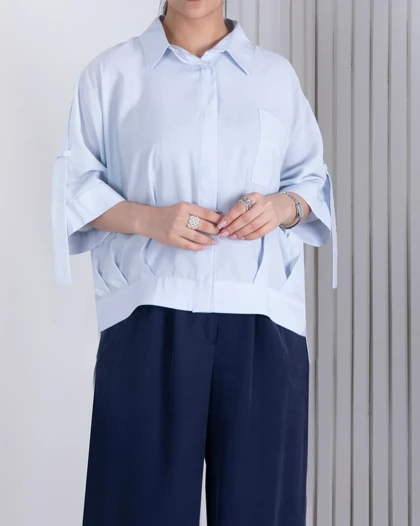 شومیز زنونه پری دکمه مخفی تک جیب COLLECTHION