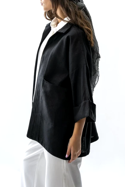 مانتو جیب‌دار آستین پاکتی زنانه