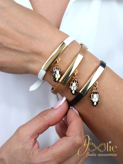 دستبند چرمی بولگاری مدل snake کد B2222