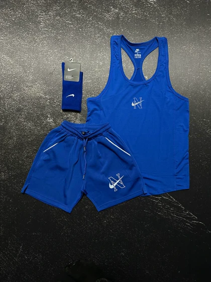 پکیج کد S609 شامل رکابی + شلوارک + جوراب با تم آبی