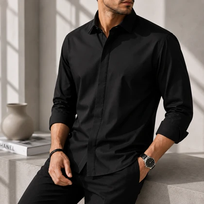 پیراهن مردانه سیلک رگولار فیت ساده کد 100783