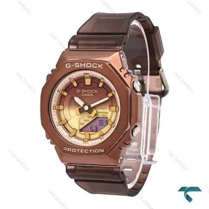جیشاک زنانه GM-S2100 قهوه ای صفحه طلایی قهوه ای G-shock-6385-L