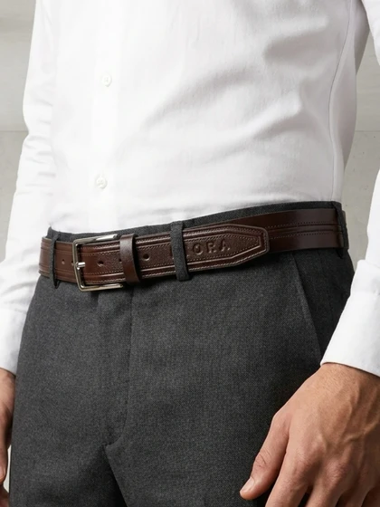 کمربند مردانه بیورا مدل چرم طبیعی میخی کد k011-brown