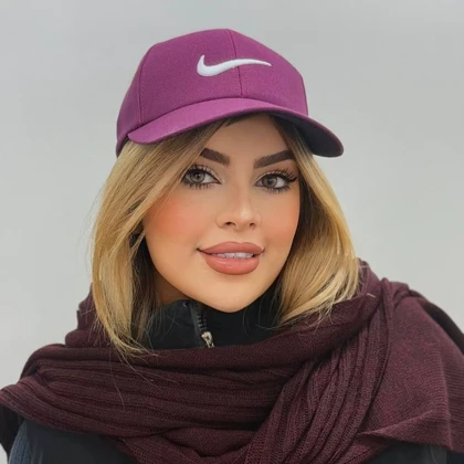 کلاه بیسبالی کتان بادمجانی