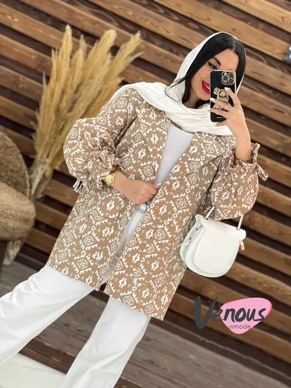 مانتو کتی طرح دار آستین کش