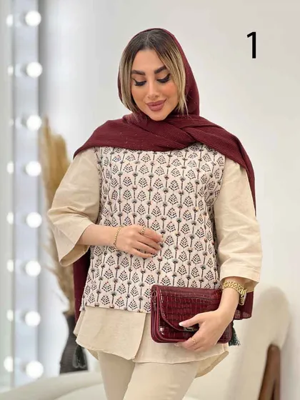 وست طرح دار لینن نچرال
