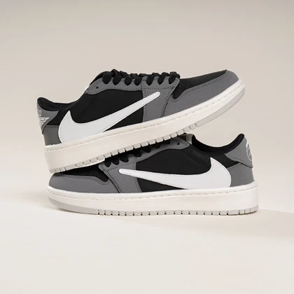 جردن وان ترویس اسکات طوسی مشکی زنانه (Nike Air Jordan 1 x Low Travis Scott Black Gray) کد 2336