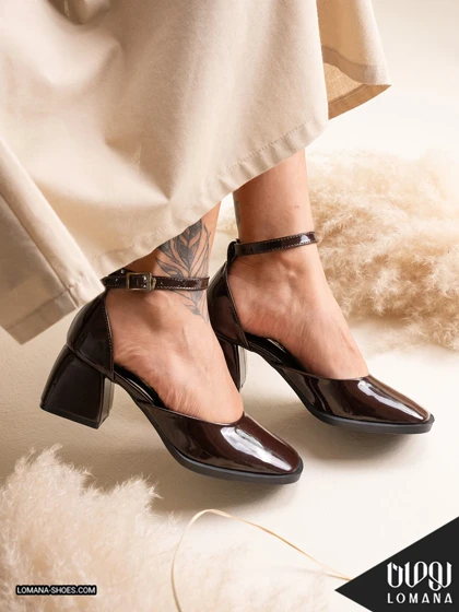 کفش پاشنه دور مچی ورنی لومانا - کد 2691