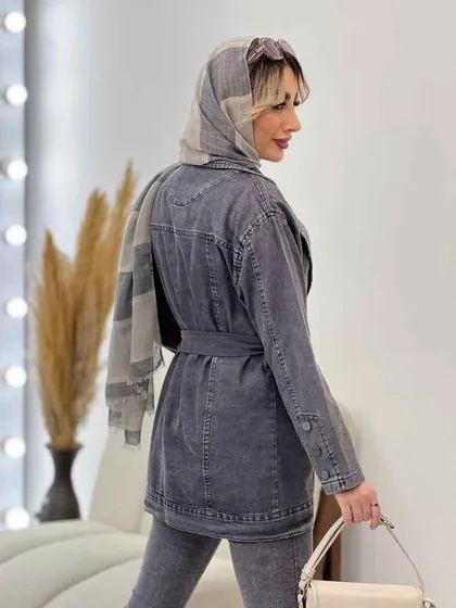 مانتو جین آستین سه دکمه