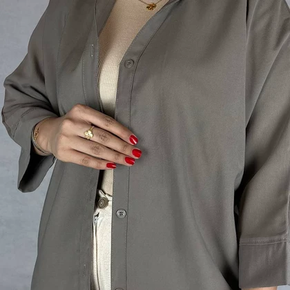 شومیز زنانه کتان سیلک موکا