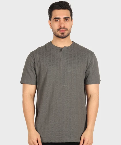 تیشرت یقه کوبایی ساده 4207