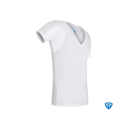 زیرپوش ضد تعریق یقه هفت باز مردانه سفید