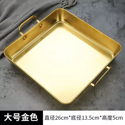 تابه سرو مربع دسته دار استیل طلایی در سه سایز