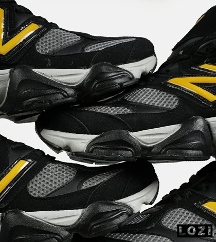 کفش کتانی مردانه مشکی طوسی زرد NEW BALANCE 9060
