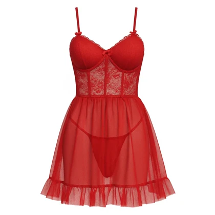 لباس خواب فنردار قرمز برند گلوریا کد 1206