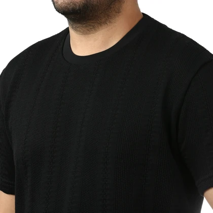 تیشرت آستین کوتاه بافت مردانه سیزر مدل 15512051