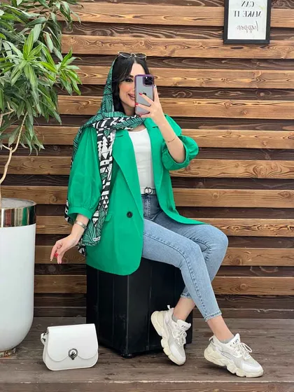 مانتو تک دکمه آسیتن پفی