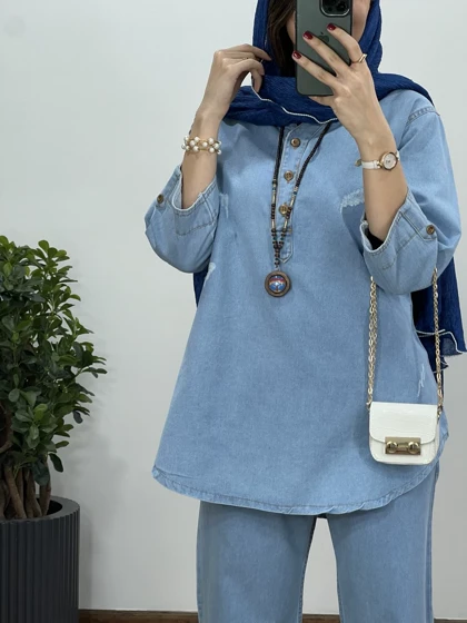 ست مانتو و شلوار جین ماهرو 1