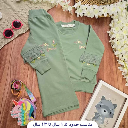 بلوز شلوار دخترانه طرح لاله گلدوزی