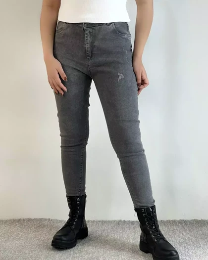 شلوار جین جذب طوسی/ذغالی کد 5444