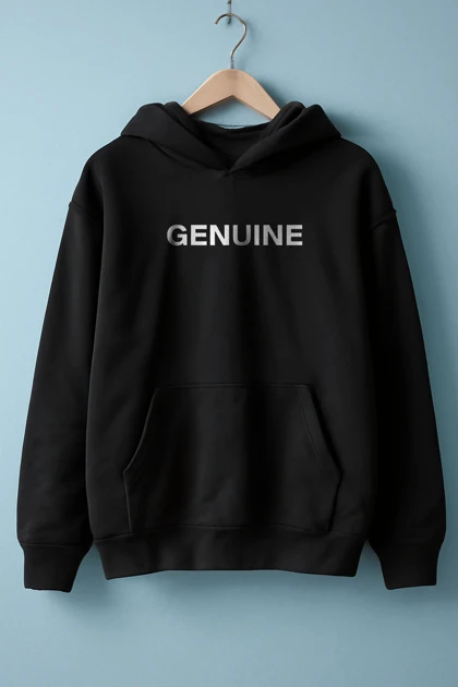 هودی مشکی اسپرت طرح نوشته Genuine - فواصل