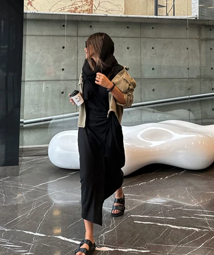 پیراهن لینن مشکی DR513