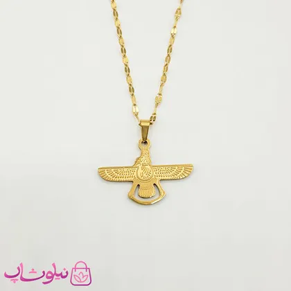 گردنبند دخترانه ظریف مدل فروهر طلایی