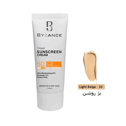 ضد آفتاب رنگی SPF50 بیزانس پوست خشک و حساس شماره 10 40 میل