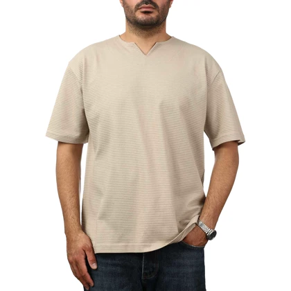 تیشرت آستین کوتاه یقه کوبایی مردانه تن کوک مدل 26211244