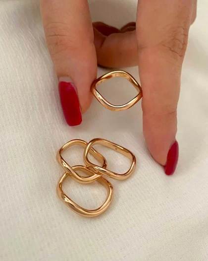 انگشتر آینه ای موج دار ژوپینگ