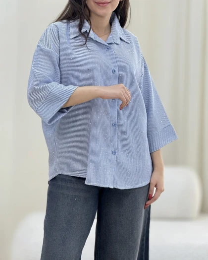 شومیز راه راه نگینی