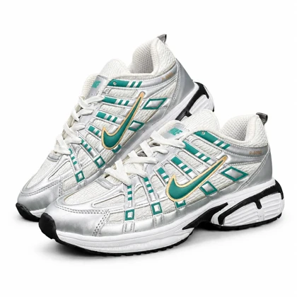 کتانی مردانه مدل رانینگ نایک P6000 سفید نقره ای سبز NIKE