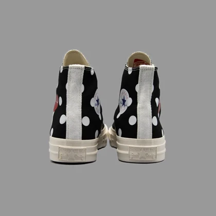 کانورس پلی خال‌خالی مشکی ساق‌دار Converse Cdg Play Black Polka Dot Hightop