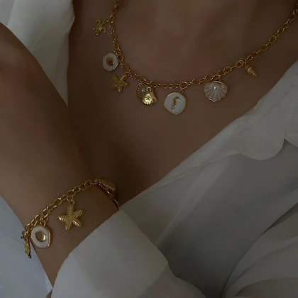 نیم ست دستبند گردنبند آویزدار کد 766