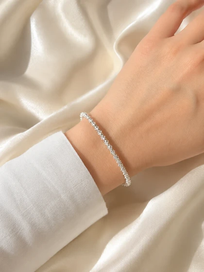 بنگل مدل خاویاری ظریف سیلور