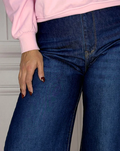 خرید شلوار جین فلر بگ سورمه‌ای زنانه Women's Navy Blue Flare Baggy Jeans کد 910101