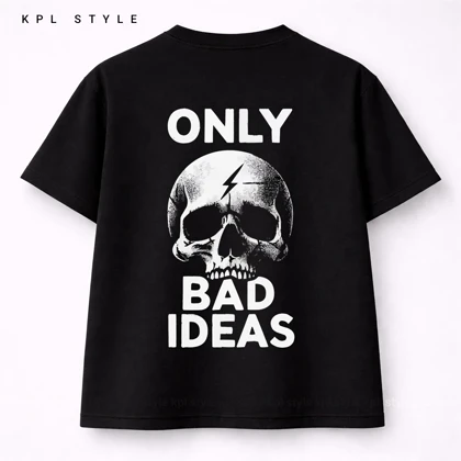 تیشرت باکسی صد درصد پنبه طرح BAD IDEAS | دوخت تمیز و مقاوم | کد 1398