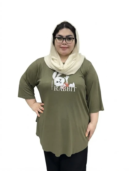 تیشرت تونیک زنانه سایز بزرگ طرح خرگوش RABBIT