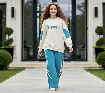 بلوز شلوار دخترانه طرح پروانه