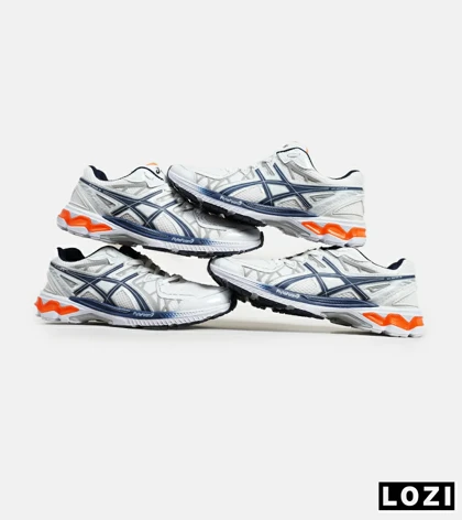 کفش کتانی سفید سرمه ای نارنجی ASICS KAYANO 20