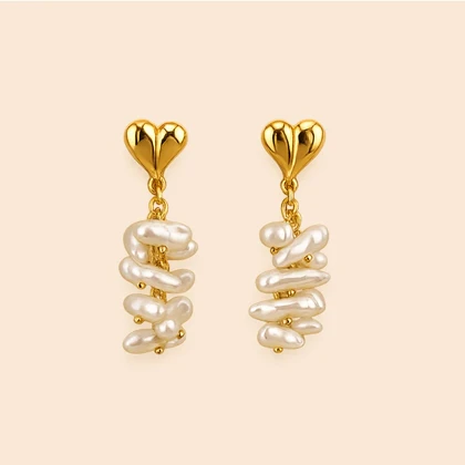 گوشواره میخی قلب و مروارید کد M50