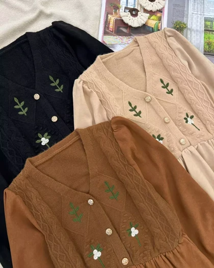 پیراهن پاییزه بافت/کبریتی 3 رنگ کد 5324