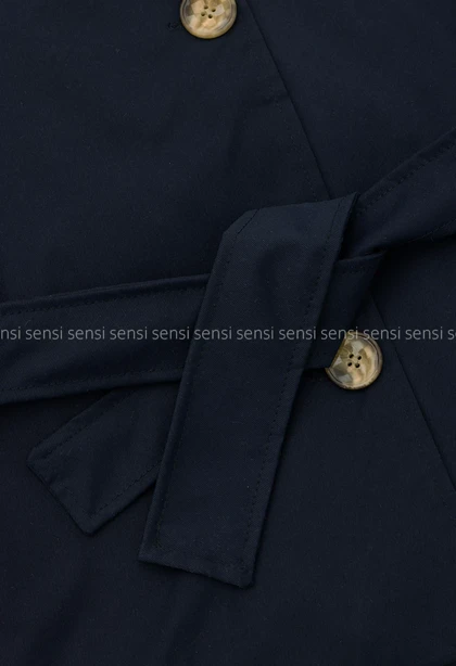 ترنچ کت یقه ایستاده کتان@کد1004635